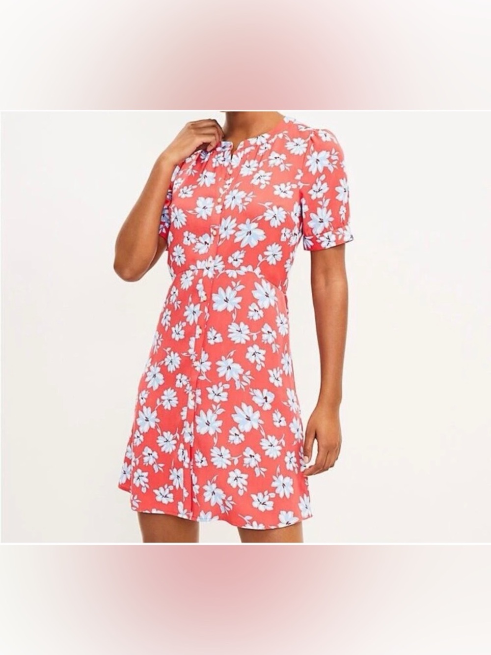 Loft floral button down Lyocell summer mini dress size 4 - Picture 7 of 7